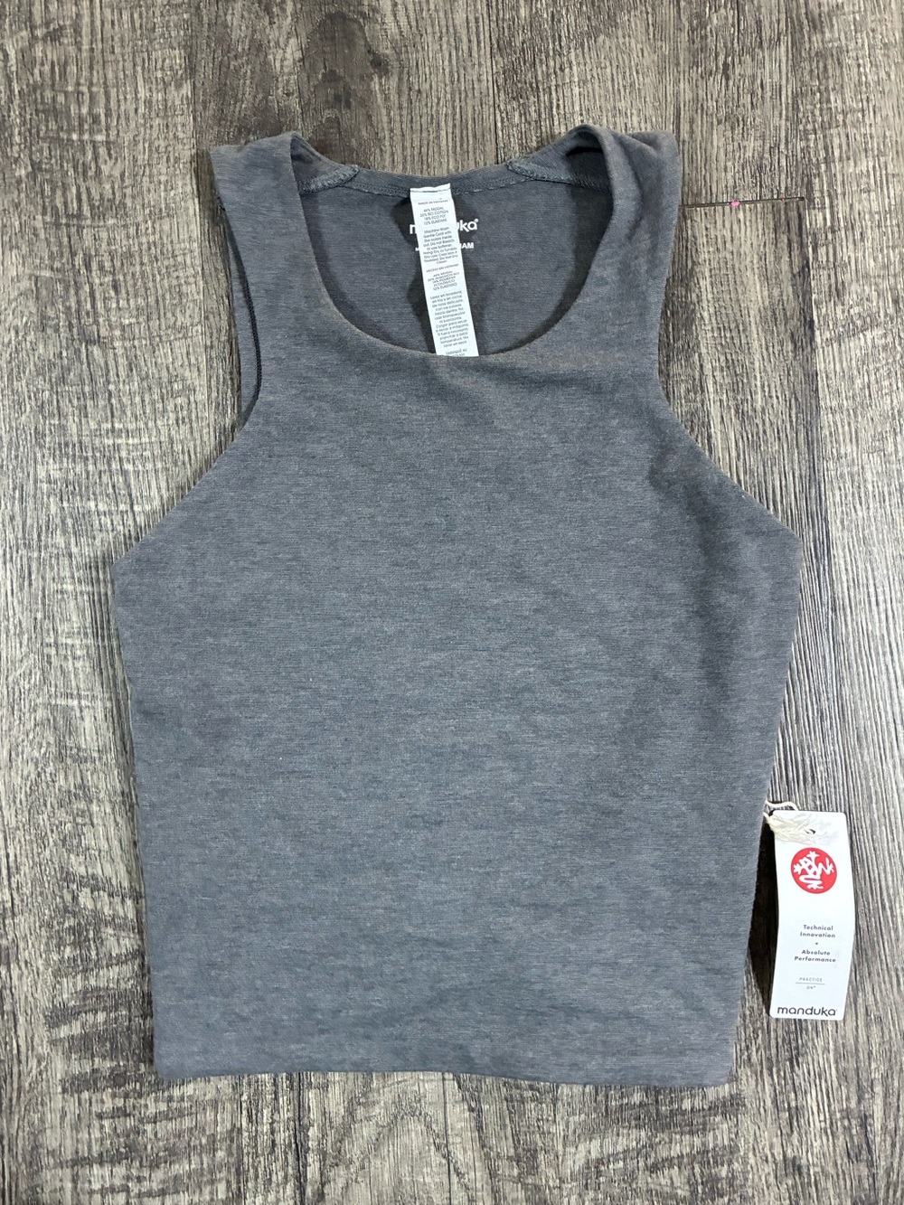 Manduka Eko Soft Crop Top Tank Small Gray Scoop Neck Knit Pullover
